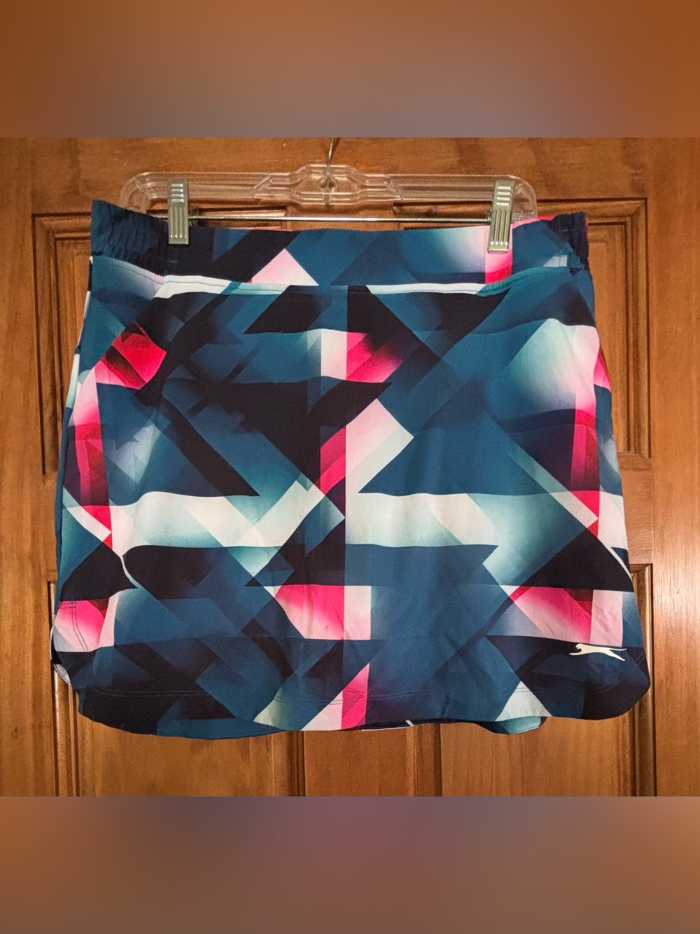 Slazenger Blue Geometric Print Golf Skort with Pink Accents
